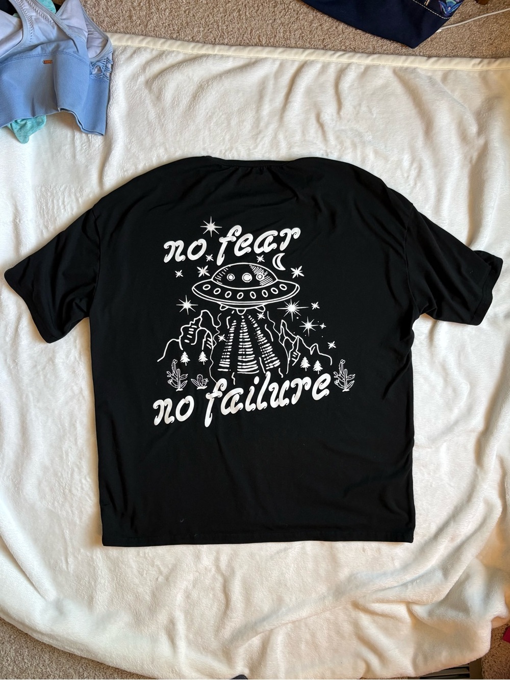 ‘No Fear No Failure' UFO Design Graphic Tee Black